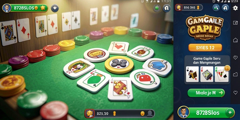 Tampilan menarik gameplay Gaple dalam 8728SLOTS.
