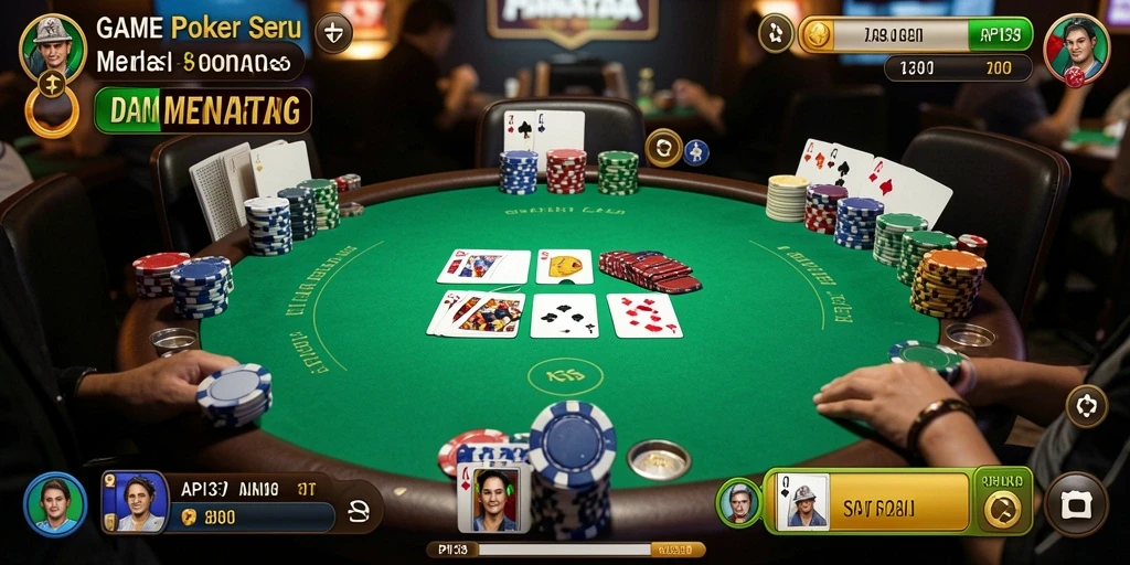 Screenshot utama API33 menampilkan gameplay Poker yang seru dan kompetitif.