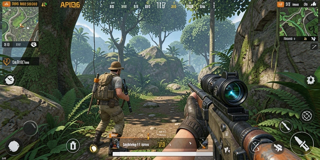 Screenshot API36 menampilkan aksi pertempuran seru dalam mode TPS.