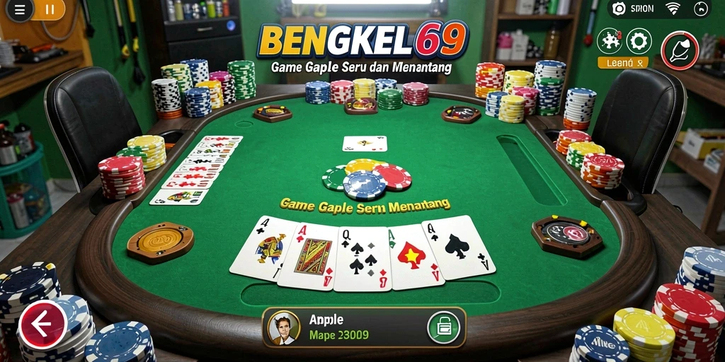 Tampilan gameplay seru di BENGKEL69 saat bermain Gaple.