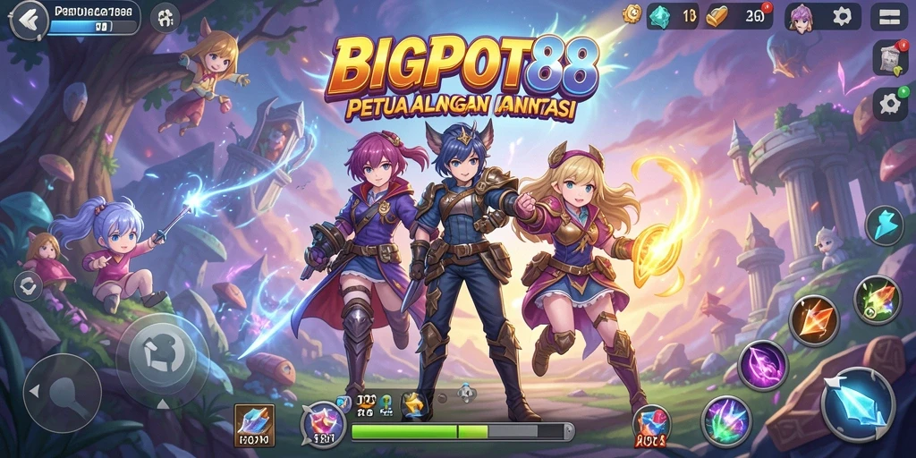 Tampilan gameplay seru di BIGPOT88 dengan karakter Anime yang menarik.