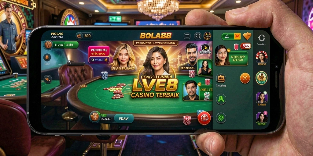 Tampilan gameplay Live Casino di BOLA88 dengan dealer langsung.