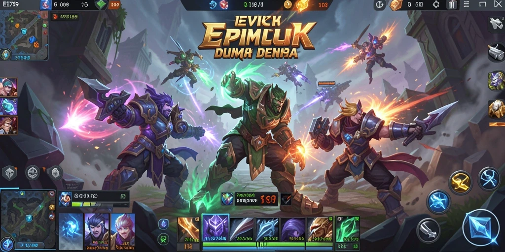 Screenshot gameplay MOBA yang intens dan menarik.