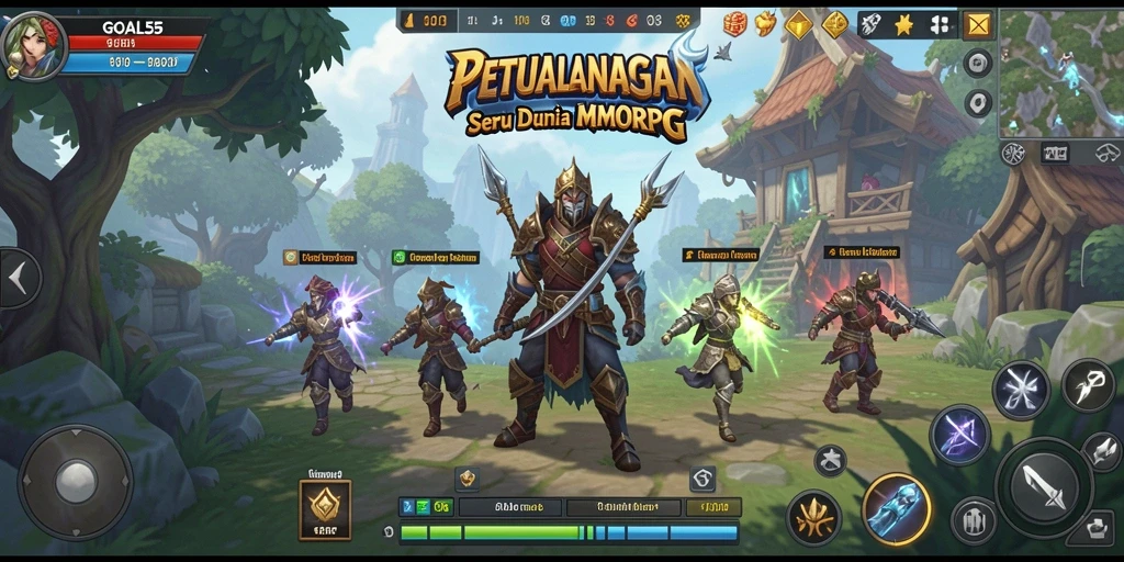 Screenshot utama GOAL55 menampilkan gameplay seru dalam dunia MMORPG.