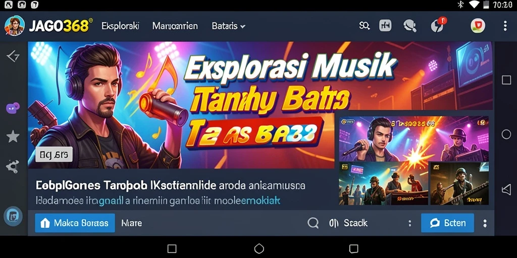 Screenshot gameplay JAGO368 yang menunjukkan antarmuka aplikasi musik.
