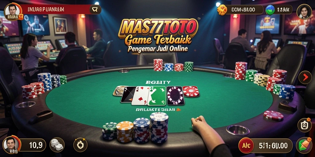 Screenshot gameplay utama MAS77TOTO menampilkan pengalaman Poker yang mendebarkan.
