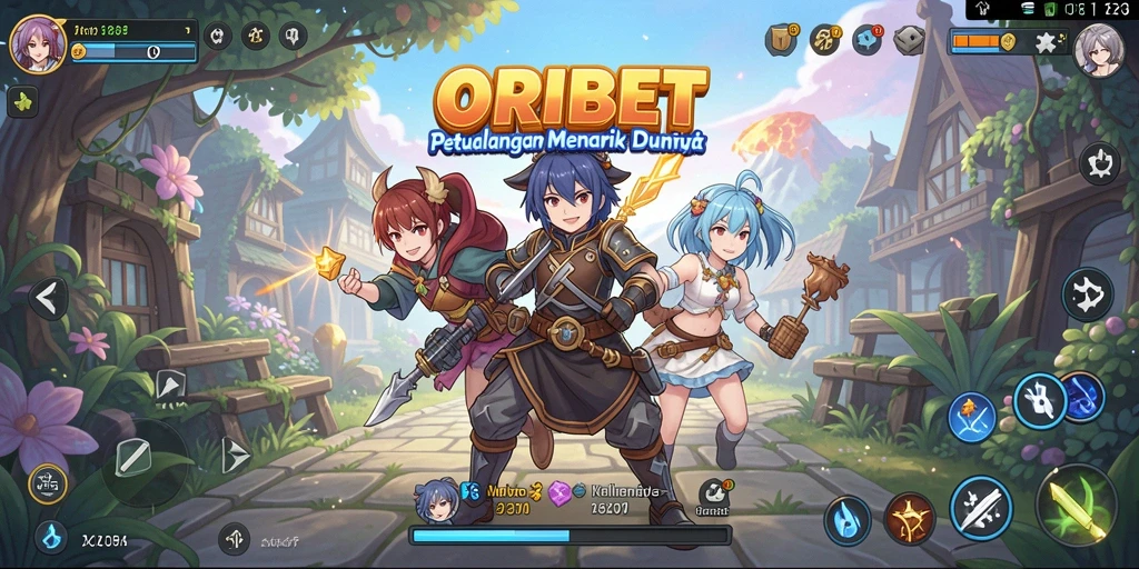 Screenshot gameplay ORIBET menampilkan pertarungan karakter Anime yang seru.