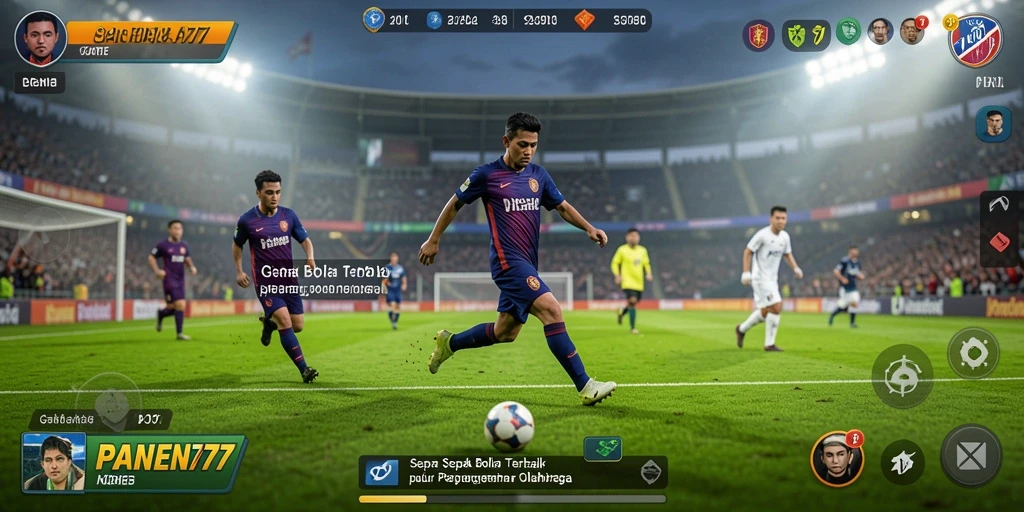 Tampilan gameplay yang mendebarkan di lapangan sepak bola.