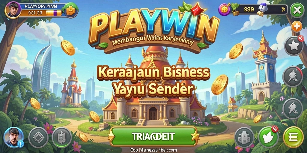 Screenshot gameplay <strong>PLAYWIN</strong> yang menampilkan manajemen bisnis yang menarik.
