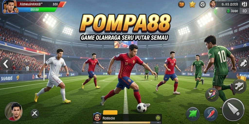 Tampilan gameplay seru dalam POMPA88 menunjukkan aksi olahraga yang mengasyikkan.
