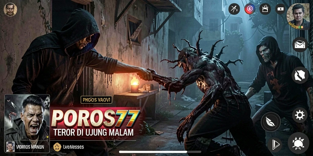 Screenshot POROS77 menampilkan suasana Horror yang menegangkan.