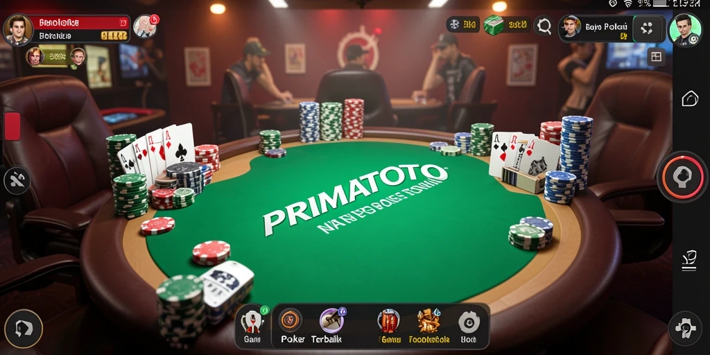 Tampilan gameplay menarik dari PRIMATOTO saat bermain Poker.