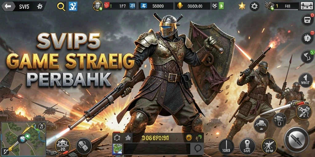 Screenshot gameplay SVIP5 yang menampilkan pertempuran strategi.