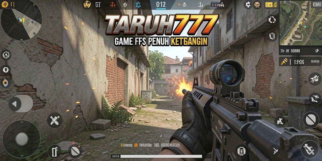 Tangkapan layar TARUH777 menunjukkan aksi intens dalam gameplay FPS.