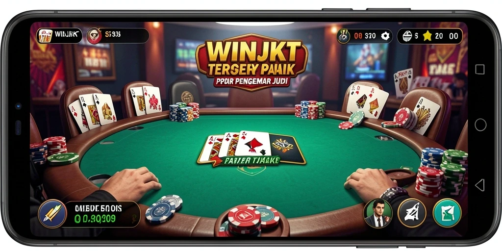 Tampilan gameplay seru di WINJKT dengan suasana poker yang mendebarkan.